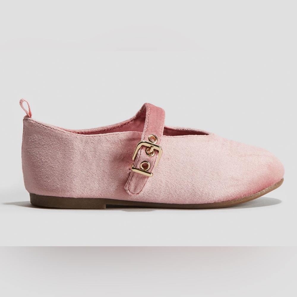 H&M Light Pink Velvet Mary Jane Shoes for Kids Size 13.5 - Picture 2 of 12